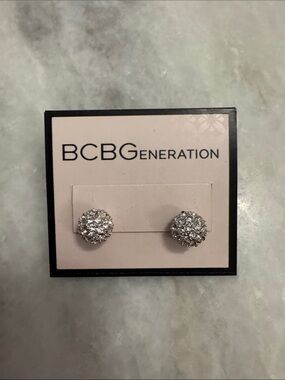 BCBGeneration Sparkling Silver Cluster Stud Earrings